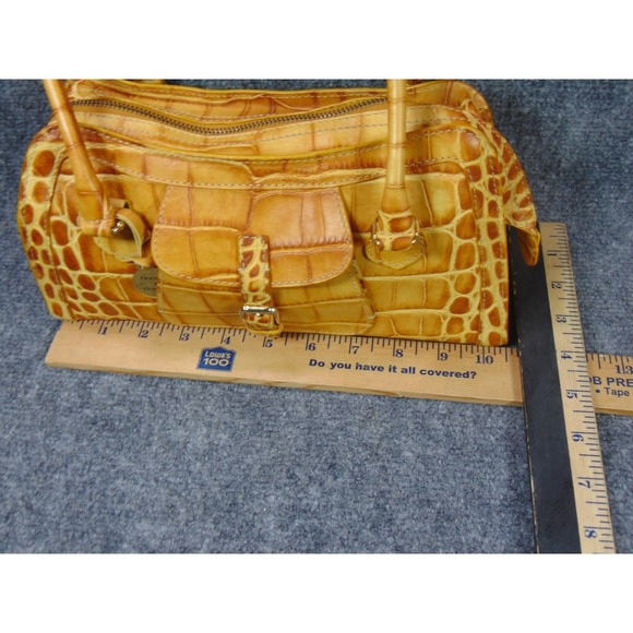 Dooney Bourke Purse Small East West Top Zip Yellow Crocodile Leather Bag FLAW - Picture 9 of 16